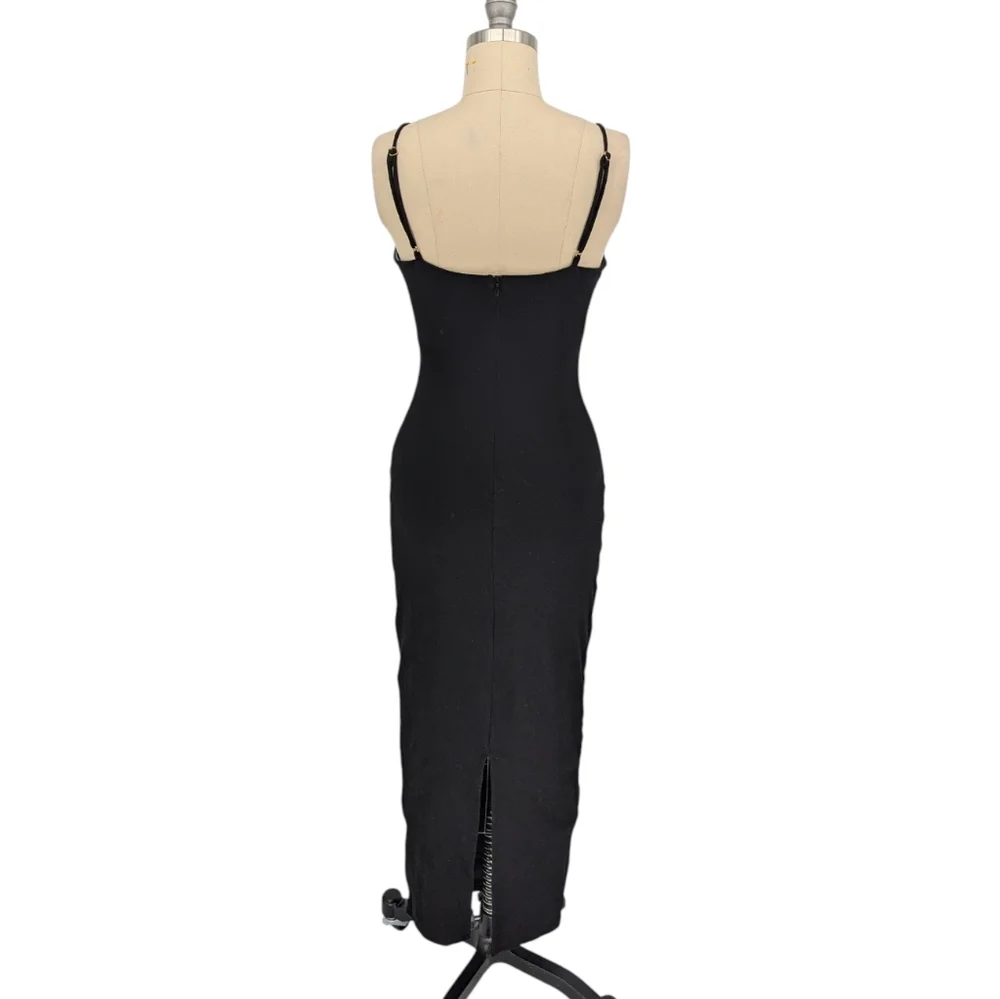 00336 Blanc Circle Bust Pencil Midi Dress Black size Small sexy punk clubbing - Picture 2 of 6